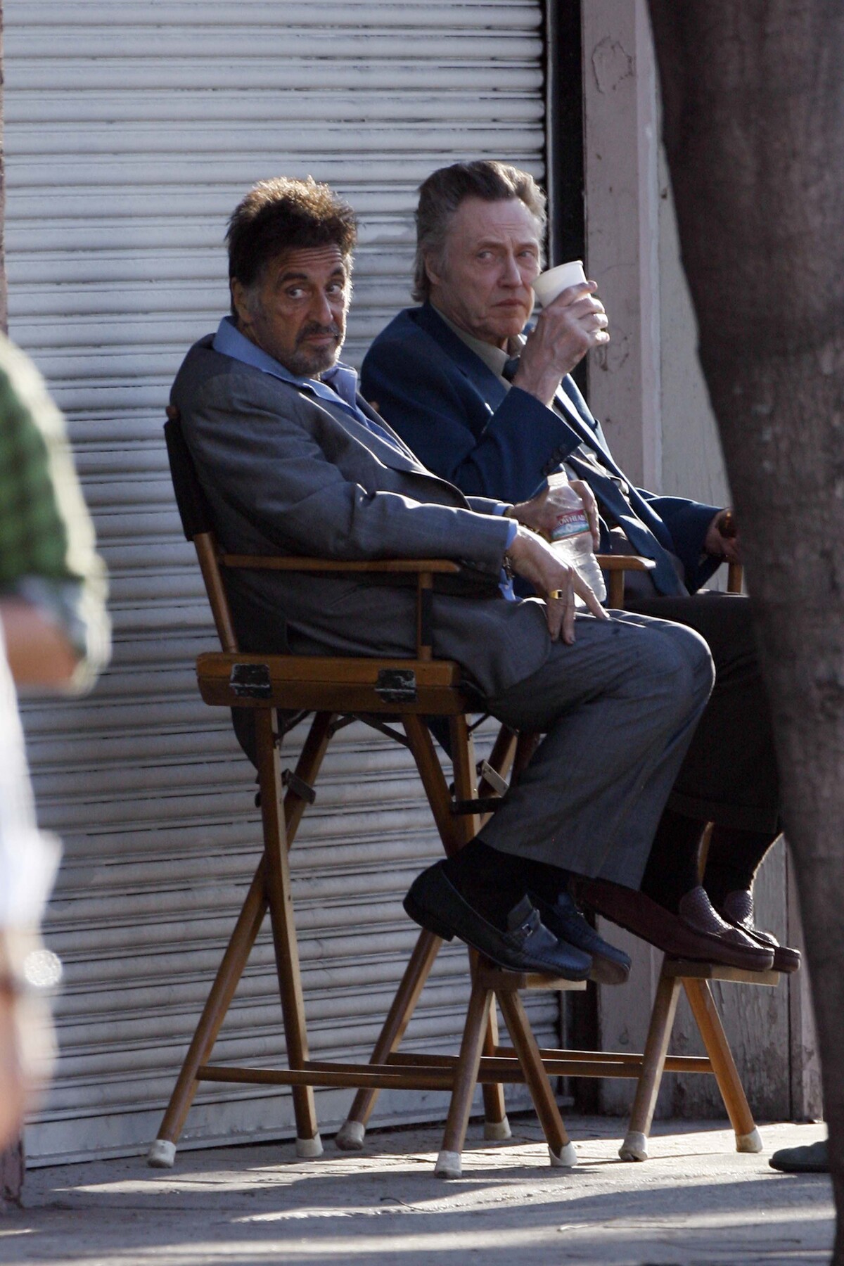 Аль Пачино и Кристофер Уокен на съемках фильма "Юмористы"