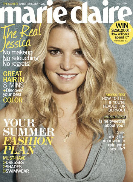 Джессика Симпсон без макияжа в журнале Marie Claire. Май 2010