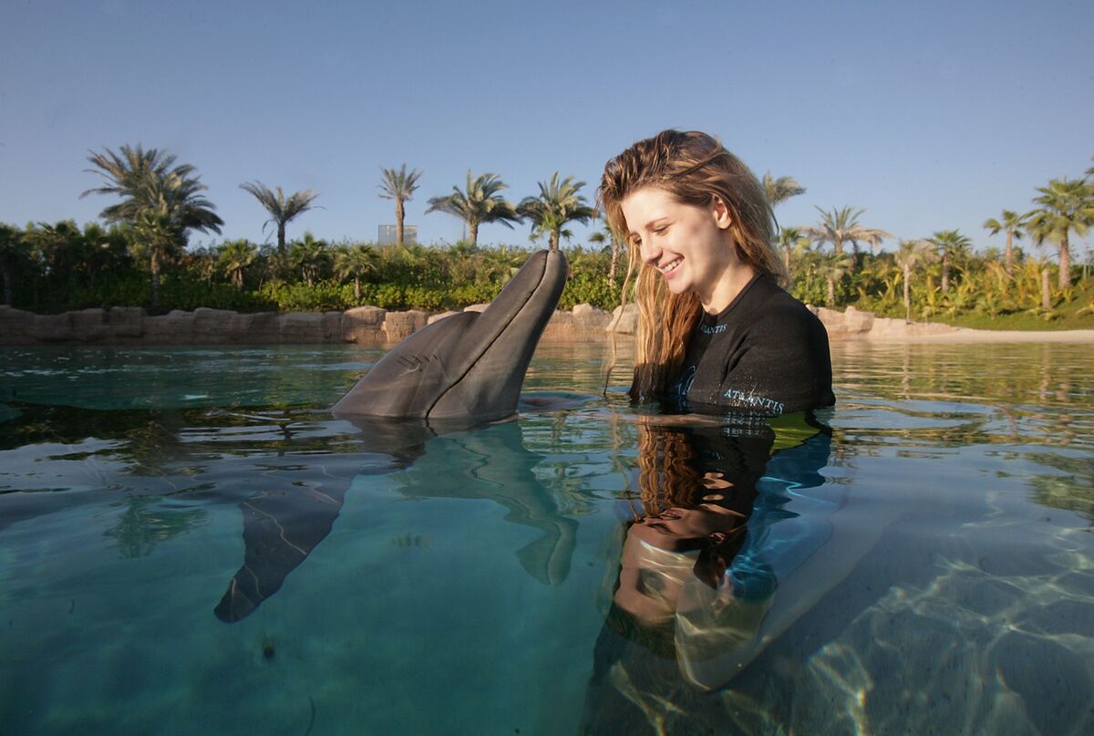 Миша Бартон целуется с дельфинами
