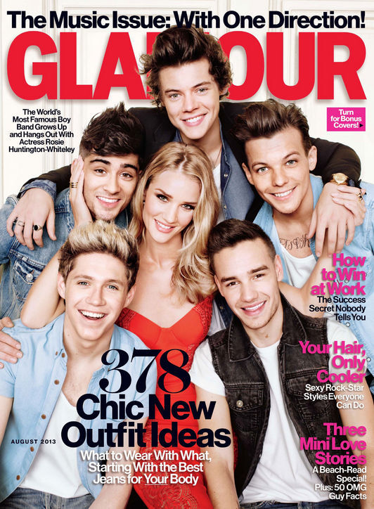 One Direction и Роузи Хантингтон-Уайтли в журнале Glamour. Август 2013