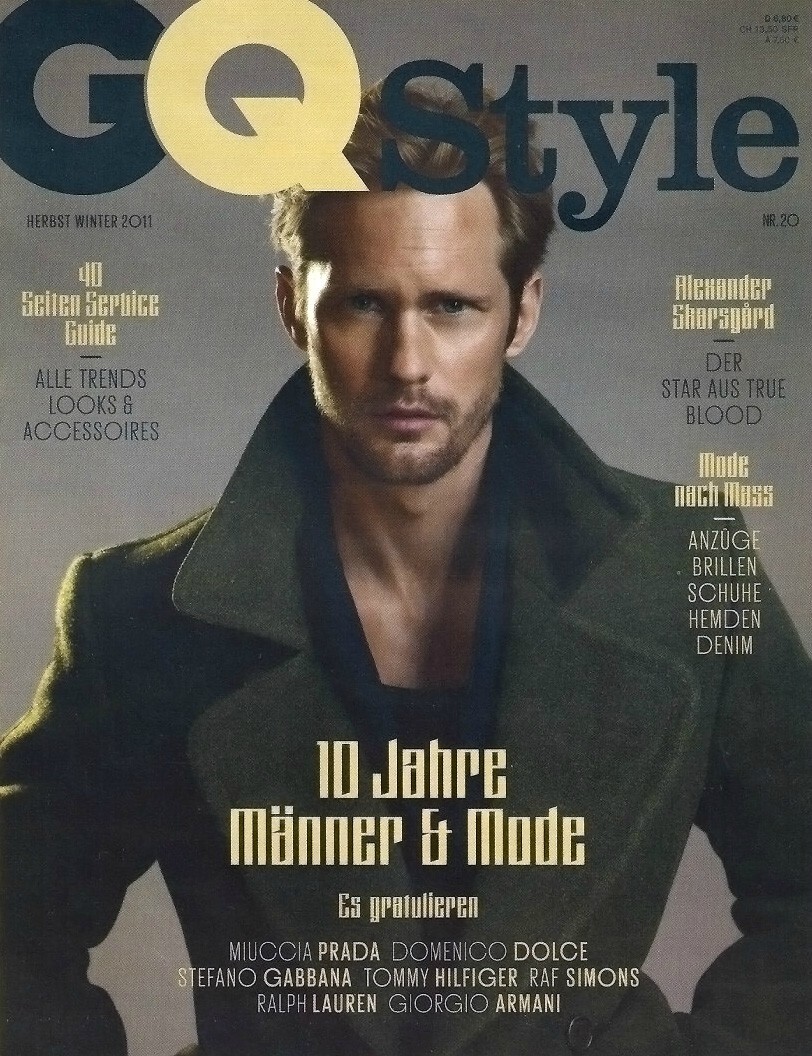 Александр Скарсгард на обложке журнала GQ Style. Германия и в журнале InStyle. Сентябрь 2011