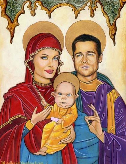 Различные карикатуры на Брэда Питта и Анджелину Джоли