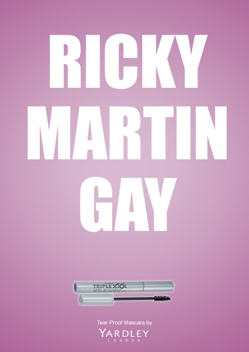 Плачьте, Рики Мартин - гей: Реклама водостойкой туши Yardley London