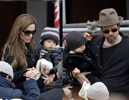 Анджелина Джоли и Брэд Питт с близнецами