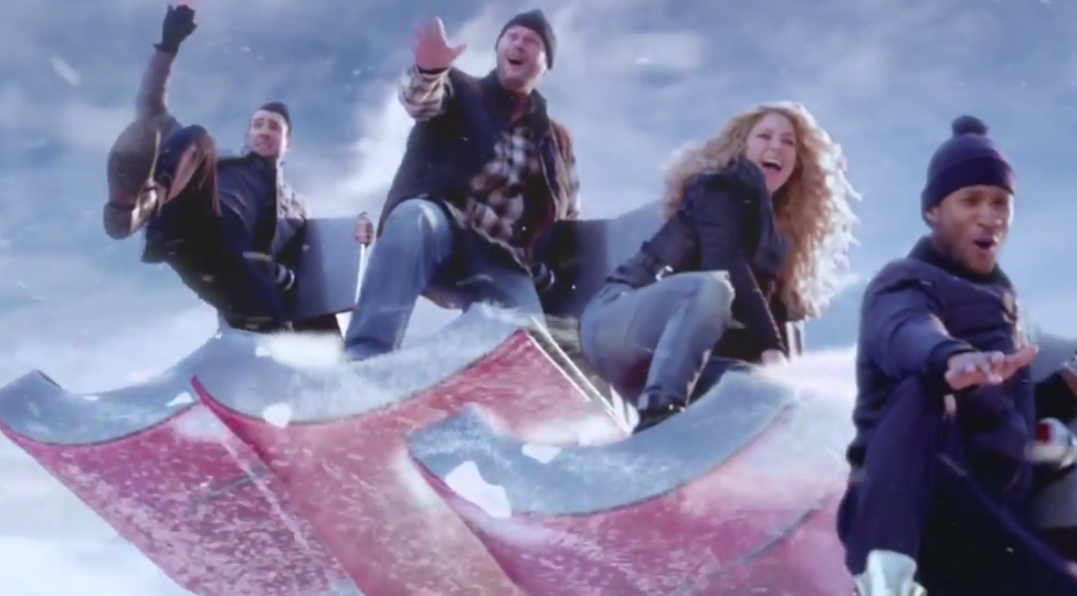 Шакира, Ашер, Адам Левин и Блэйк Шелтон в рекламе The Voice