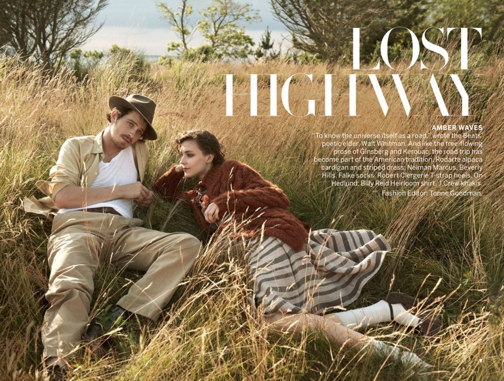 Модель Кати Нешер и актер Гаррет Хедлунд в журнале Vogue. US. Октябрь 2012