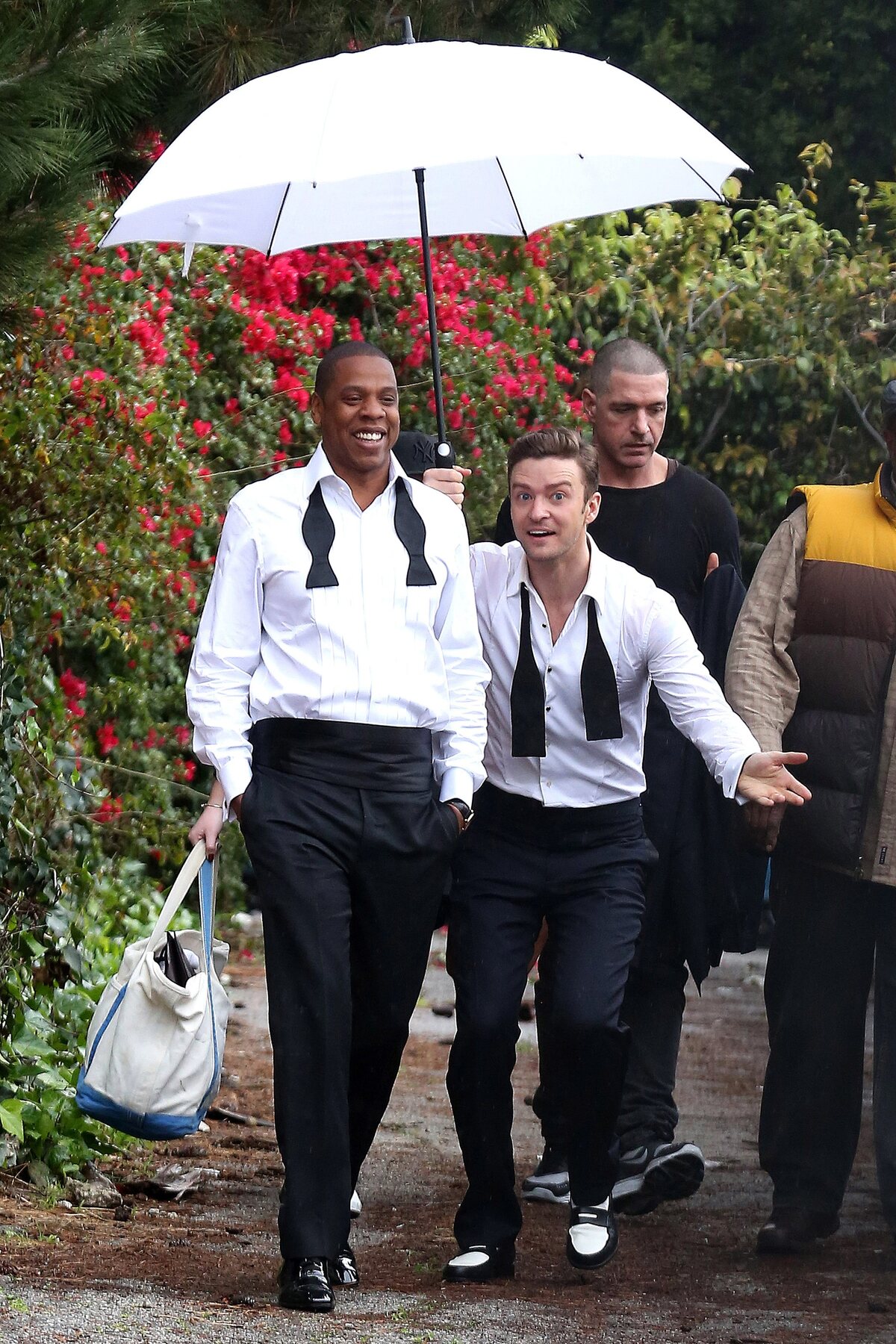 Джастин Тимберлейк и Jay-Z на съемках клипа Suit & Tie