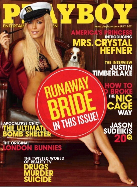 На обложке нового номера Playboy появилась наклейка «Сбежавшая невеста»