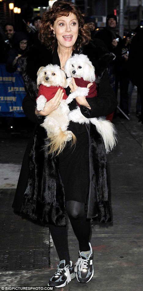 Сьюзан Сэрандон пришла на шоу к Дэвида Леттерману с собаками