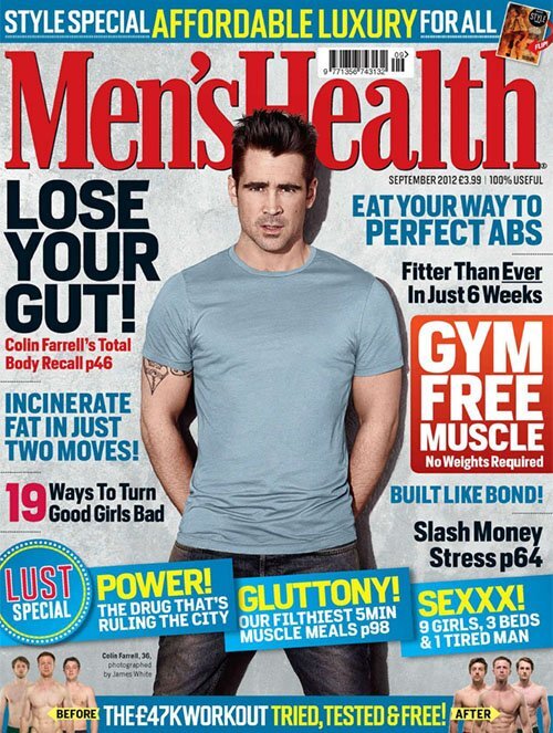 Колин Фаррелл в журнале Men&#39;s Health Великобритания. Сентябрь 2012