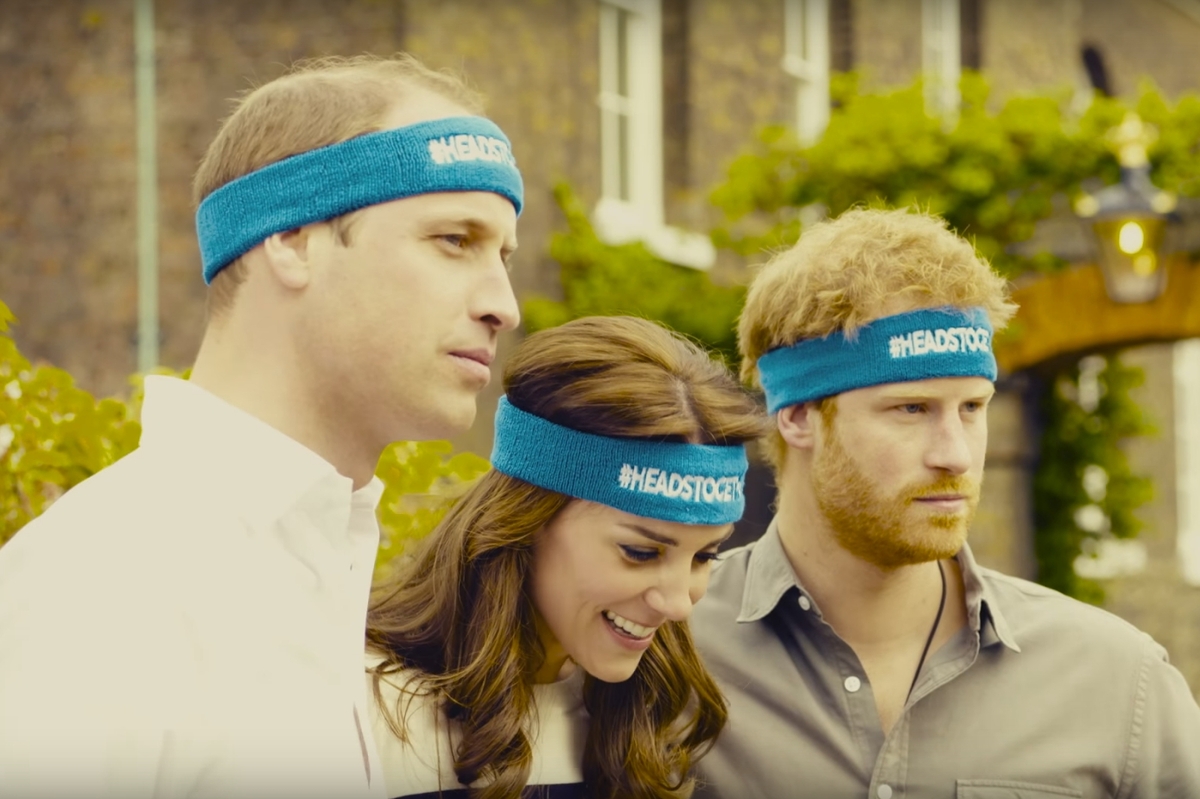 Принц Гарри, принц Уильям и Кейт Миддлтон снялись в социальном ролике о психическом здоровье
