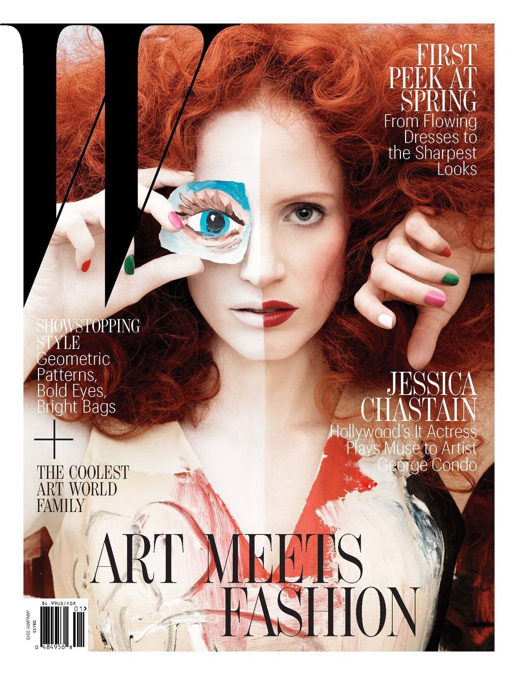 Джессика Честейн на обложке журнала W. Январь 2012