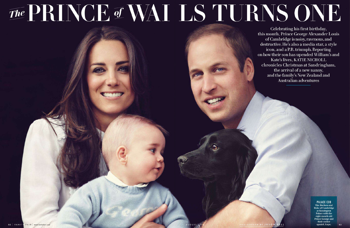 Принц Георг и его первый день рождения в журнале Vanity Fair. Август 2014