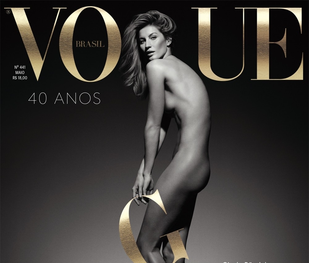 Обнаженная Жизель Бундхен на обложке юбилейного выпуска Vogue Бразилия