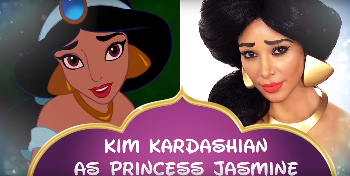Видео: Ким Кардашьян превратили в принцессу Жасмин с помощью макияжа