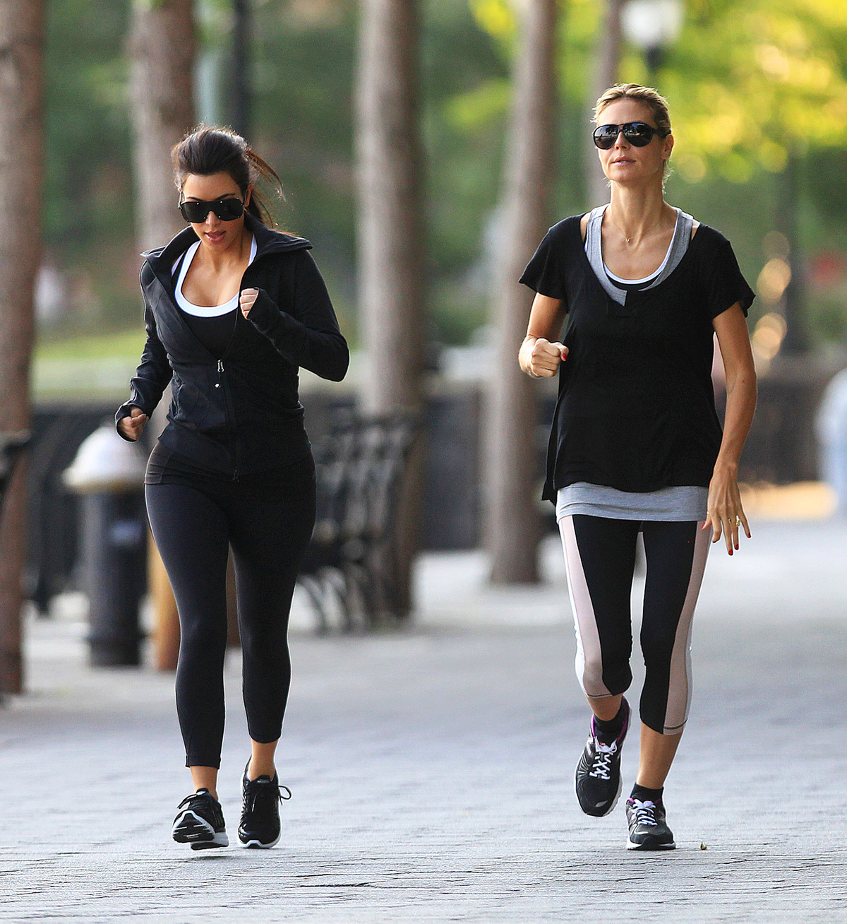 Хайди Клум и Ким Кардашиан на пробежке в Нью-Йорке