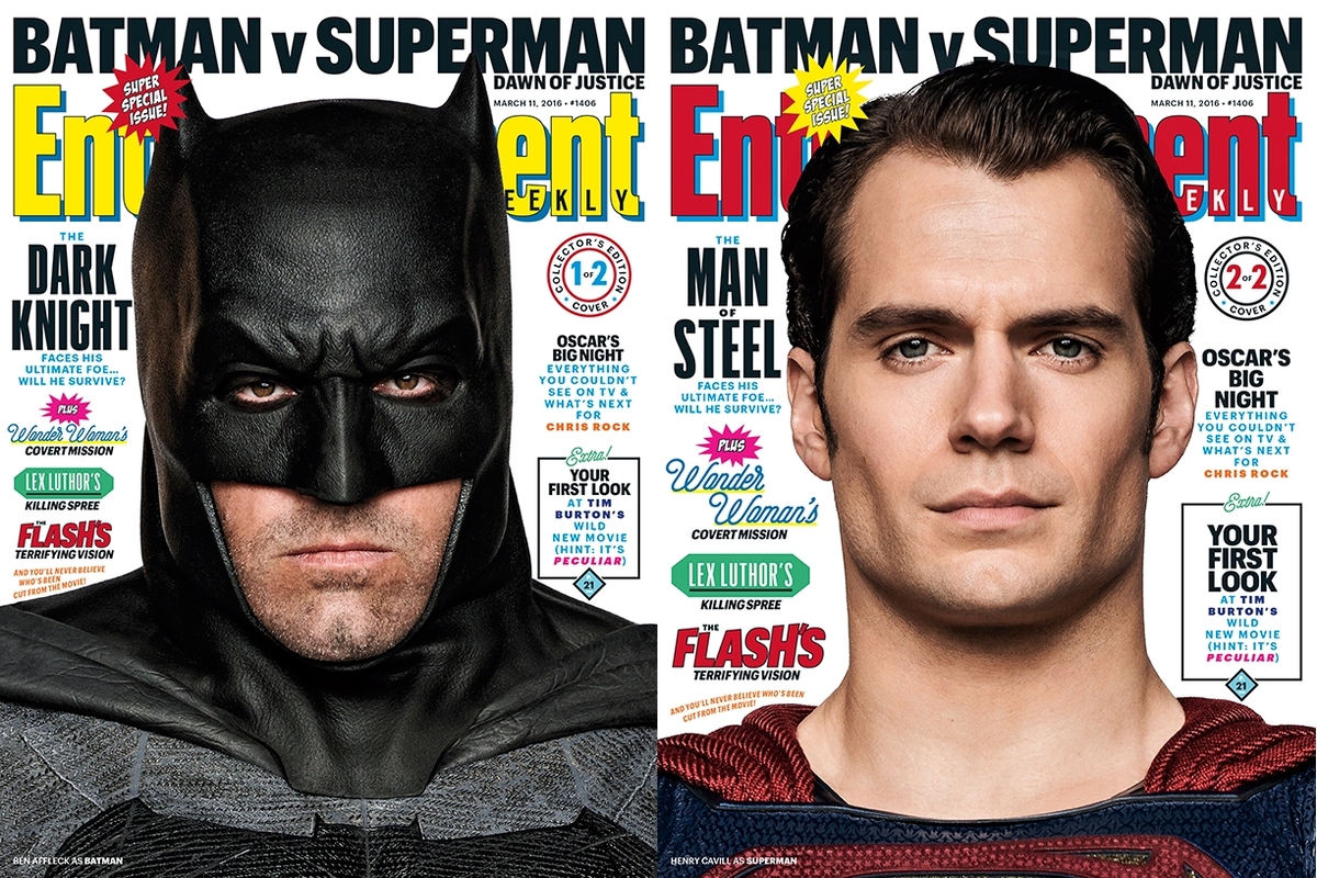 Бэтмен против Супермена: Бен Аффлек и Генри Кэвилл на обложке журнала Entertainment Weekly