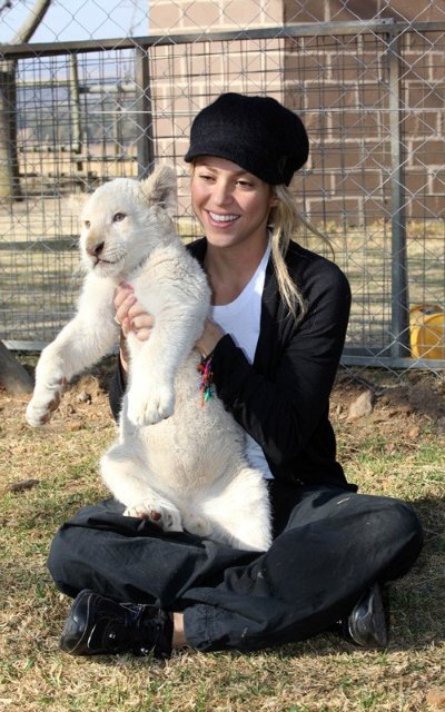 Шакира в ЮАР общается с детьми и львятами