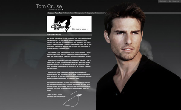 Открылся официальный сайт Тома Круза