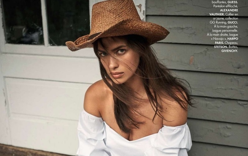 Ирина Шейк примеряет стильные ковбойские образы в фотосессии для Elle