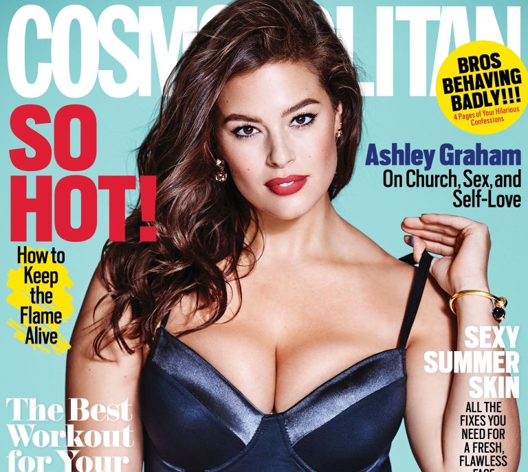 Модель plus-size Эшли Грэм в журнале Cosmopolitan, август 2016