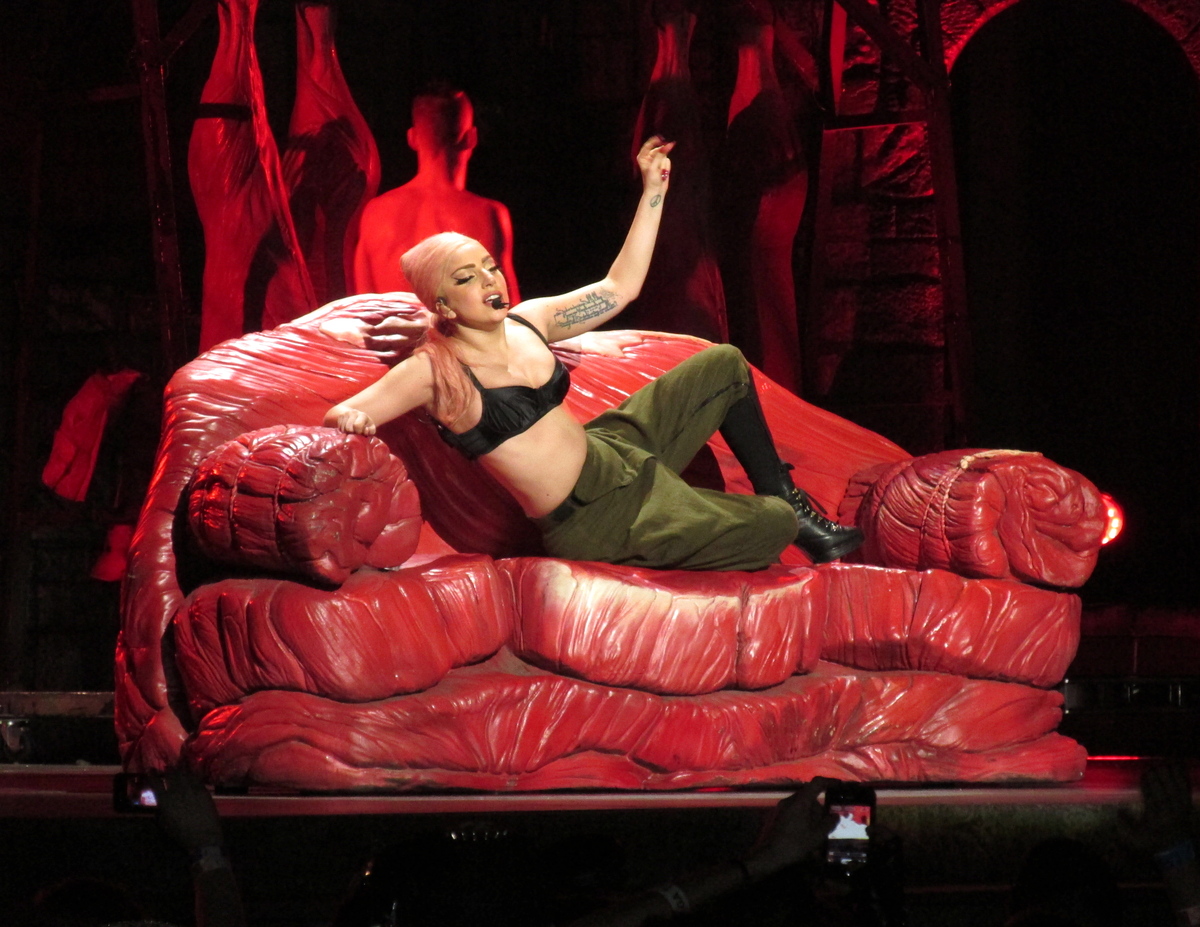 В райдер Lady GaGa входит манекен с розовыми волосами ниже пояса