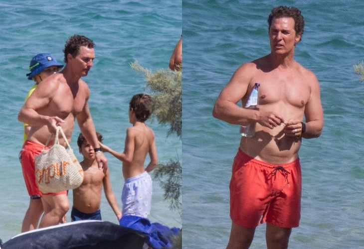 Больше не супер: растолстевший Мэттью Макконахи на пляже в Греции