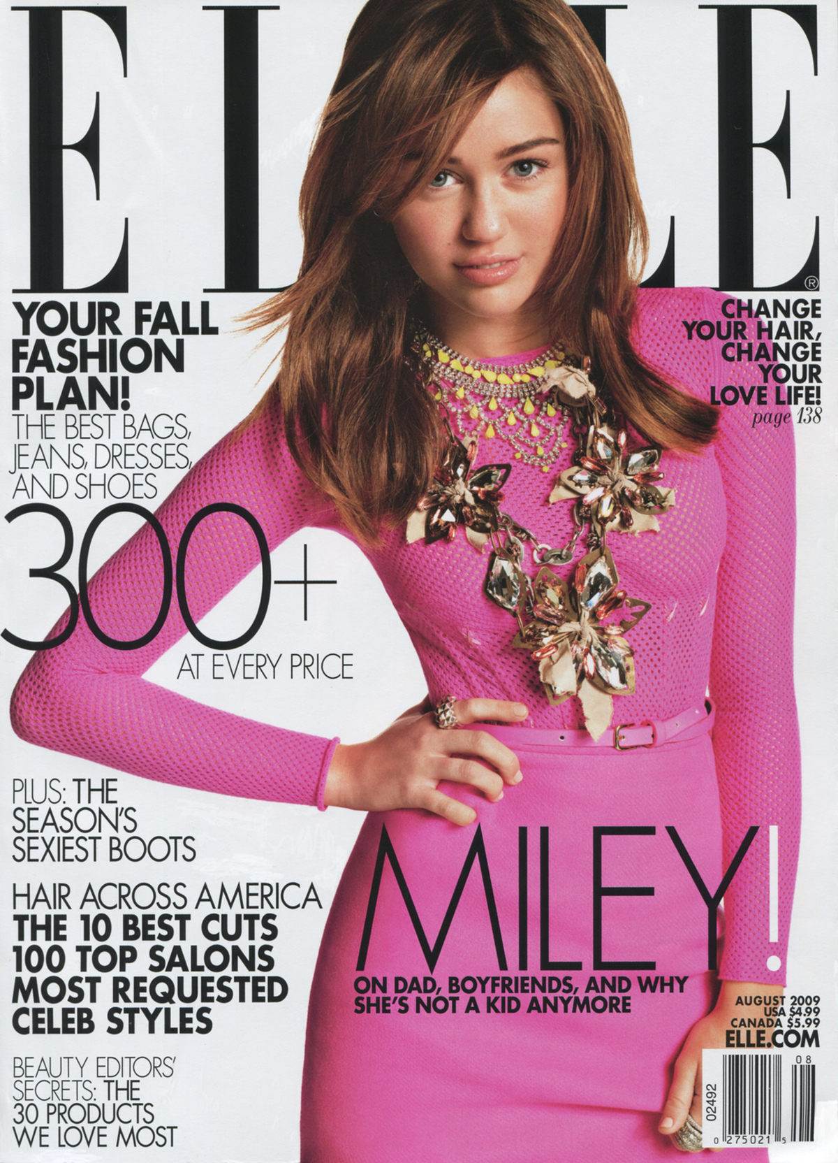 Майли Сайрус в журнале Elle. Август 2009.  Полная версия
