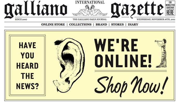 Бренд John Galliano открывает свой первый интернет-магазин