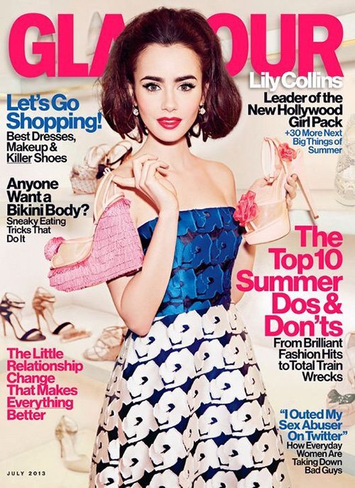 Лили Коллинз в журнале Glamour. Июль 2013