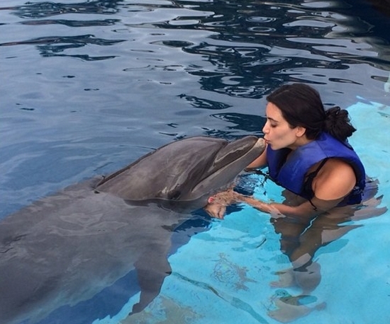 PETA осуждает Ким Кардашян за купание с дельфинами