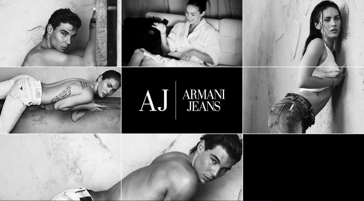 Меган Фокс и Рафаэль Надаль на съемках рекламы Armani Jeans