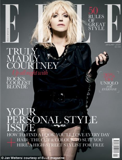 Кортни Лав в журнале Elle. Великобритания. Январь 2009.