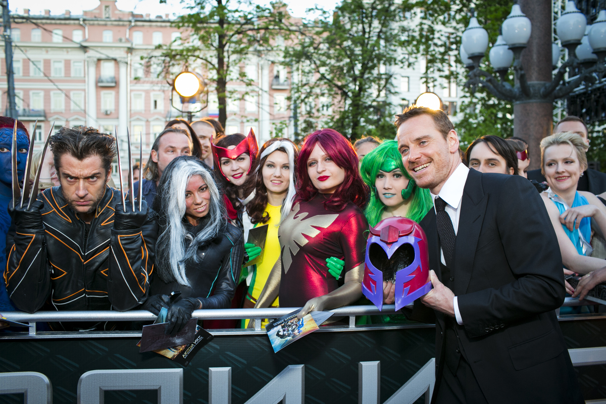 Майкл Фассбендер на премьере фильма «Люди Икс: Дни минувшего будущего» в Москве