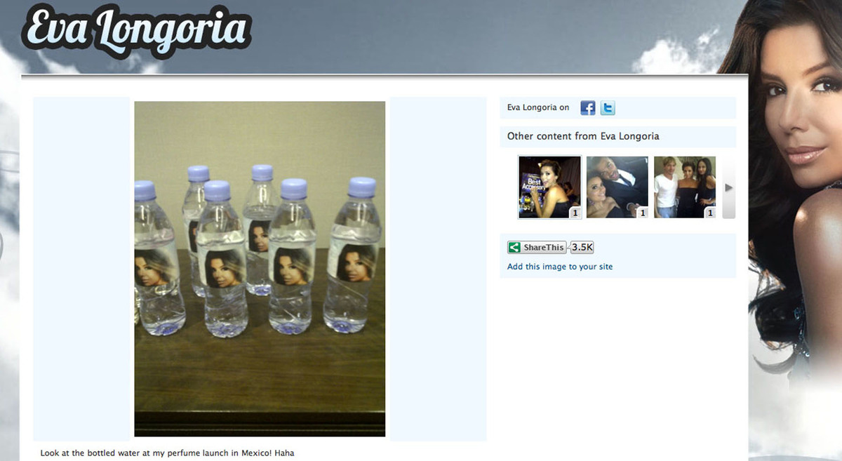 У Евы Лонгории собственные бутылки с водой
